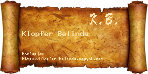 Klopfer Belinda névjegykártya